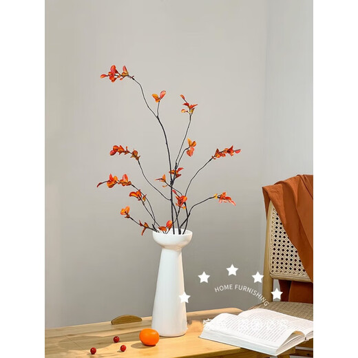 Flower e flow red maple leaf artificial flower artificial flower decoration table decoration light luxury high-end Chinese style entrance decoration flower red leaves (2 small + 1 large)