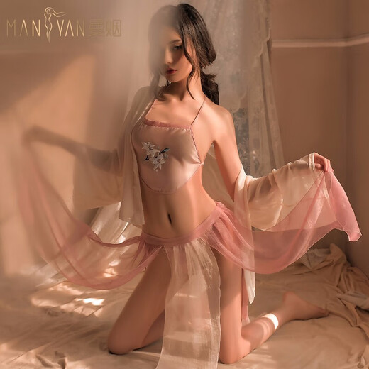 Open-top, no-take-off bunny suit, suspenders, thong, lace jumpsuit, pure lust style, sexy uniform, seducing husband. Temptation, ancient style Hanfu