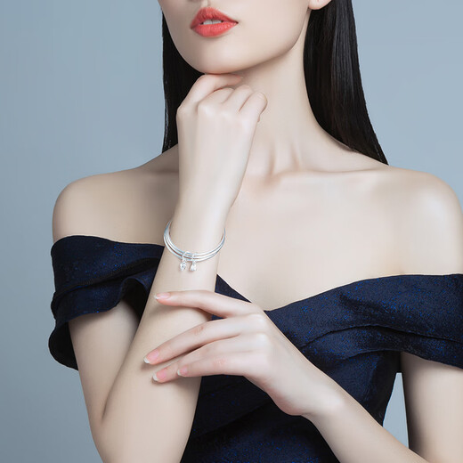 Gold jewelry, gold color jewelry, platinum bracelet for women PT950 Sansheng III bracelet for women, fashion full circle multi-ring bracelet charm, random 20.59 grams, inner diameter about 57mm