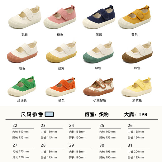 TOPSTAR children's canvas shoes for girls and boys, kindergarten indoor shoes, small white shoes, baby children's shoes, soft sole shoes, pink 27, inner length 17.5cm, recommended foot length 17cm