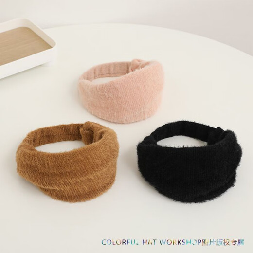 Qumeisi super soft and gentle elastic wide-brimmed plush warm and forehead protector double-layered hairband and headband simple sleep pressure hair confinement scarf black 1 piece