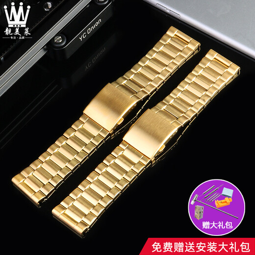 Jingmeilai adaptiert an Diesel -Uhr -Stahlband DZ7333 DZ7371 DZ4344 Massives Stahl Metall Uhrengurt Gold Sanzhu Modell 26mm