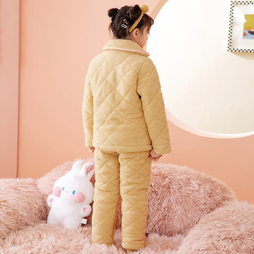 Fenton children's pajamas anti-static quilted parent-child 250g autumn and winter lapel warm velvet girls home clothes Q9J2470328