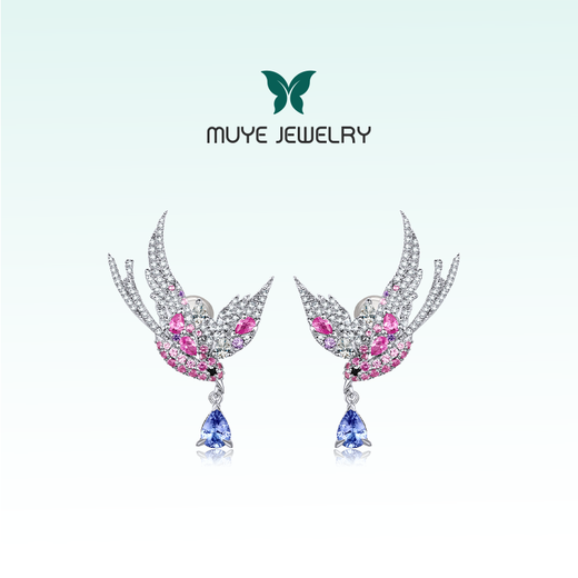 Makino Natural Colored Treasure 925 Silver Tanzanite Gemstone Earrings Magpie Earrings Original Design Colored Treasure Earrings