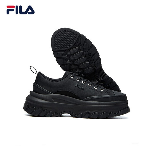FILA Women's Canvas Shoes LAVA Fat Fat Sole Thick High Sole Increased Shoes Canvas Shoes Casual Shoes Black-BK 38.5
