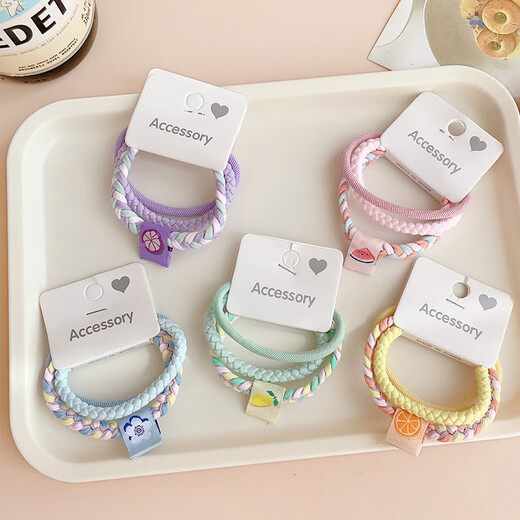 Jiuvia headband does not hurt the hair, high elasticity and durability, rubber band, ponytail hair tie, durable hair rope headwear JYFQ129 blue 3-piece set