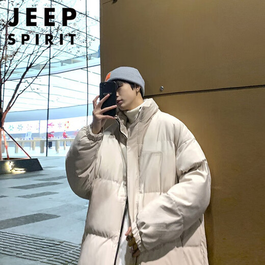JEEP SPIRIT winter down jacket men's American trend 2024 new trendy student loose large size stand-up collar thickened jacket black stand-up collar normal size XL recommended 135-150Jin Jin equals 0.5 kg