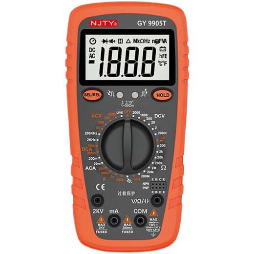 天宇2000V万用表矿用数字2KV高压矿场防烧高精度多功能数显表 9905T标配 2000V交直流电压测量