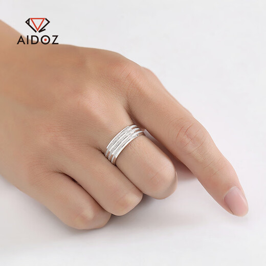 Aido diamond solid platinum ring men's pt950 platinum ring wide face large plain ring 15# 10.0-10.2g width about 7mm