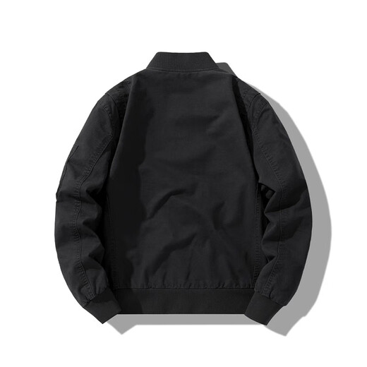 Scarecrow Brand Jacket Autumn and Winter Men's New Pure Cotton Workwear Bomber Jacket Men's American Retro Casual Baseball Uniform Black L Recommended 120-135 Jin Jin equals 0.5 kg