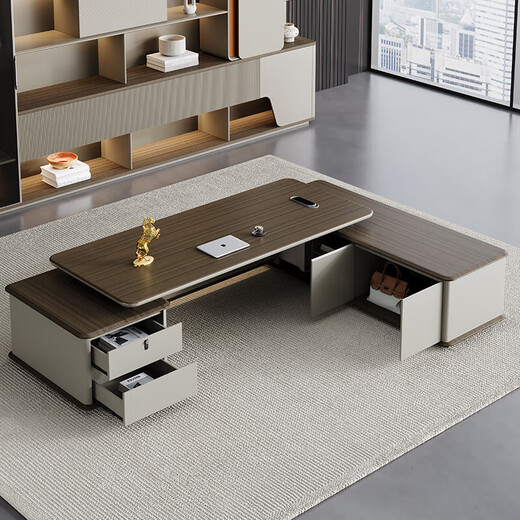 Guangdong Hui boss desk office desk and chair combination simple modern light luxury high-end leadership office chairman and president desk 2.4 meters boss table + boss chair