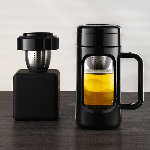 Fuguang high borosilicate glass cup business office plastic cup large capacity water cup tea water separation tea cup with tea partition