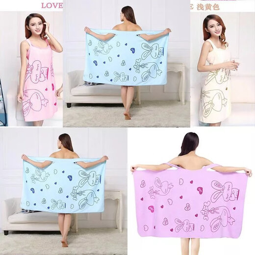 Wearable Bath Towel Women's Suspender Bathrobe Bath Skirt Thickened Wearable Bath Towel Vest Style Bath Towel Large Purple Bow Style Large Size 130-160 Jin Jin equals 0.5 kg Wearable