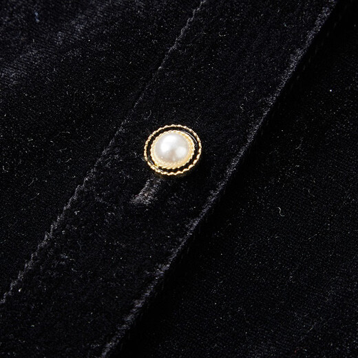 Xiangying velvet top women's autumn and winter 2025 new long-sleeved round neck black shirt high-end Hepburn style French shirt black M