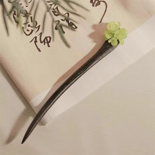 Wanbao Hairpin New Chinese Style Ancient Style Wooden Imitation Pearl Step Swinging Hairpin High-end Daily Hanfu Hairpin Headwear Green Peacock Dance