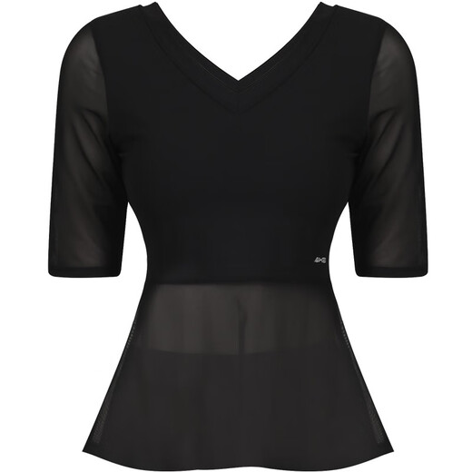 Aixiabu Yoga Wear Women's Suit Fairy-like High-end Professional Pilates Spring and Summer Yoga Wear Top Mid-Sleeve Slimming Large Size Black/With Breast Pad/Top M