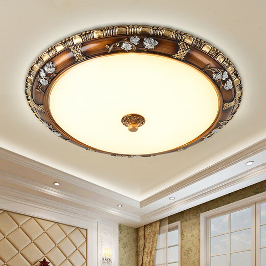 别墅大门口灯户外吸顶灯自建房大门口顶灯大门上的门灯欧式卧室复古客厅灯简欧LED书房圆形阳台田园美式 50CM+30瓦LED无极调光+遥控器