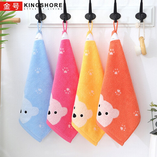 Gold number pure cotton cartoon couple children's household adult face washcloth kindergarten face washcloth lanyard square towel sweat-proof towel soft and absorbent 36*33CM (red 1 red 1 yellow) 3 pack
