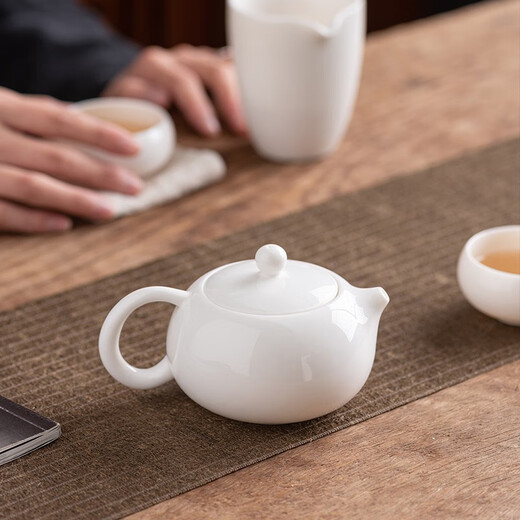 Tangfeng mutton-fat jade porcelain Xishi pot home office white porcelain tea single pot ceramic Kung Fu tea set hand-held pot for one person to drink tea Xiangxue Xishi pot + 2 cups + male cup + Fangshe tea tray