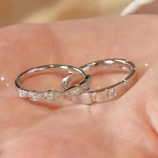 MZMZ Princess Knight Couple Platinum Pairing Ring Platinum PT950 Ring Diamond Ring Proposal Engagement Birthday Gift for Girlfriend Light Luxury Style-Couple Ring