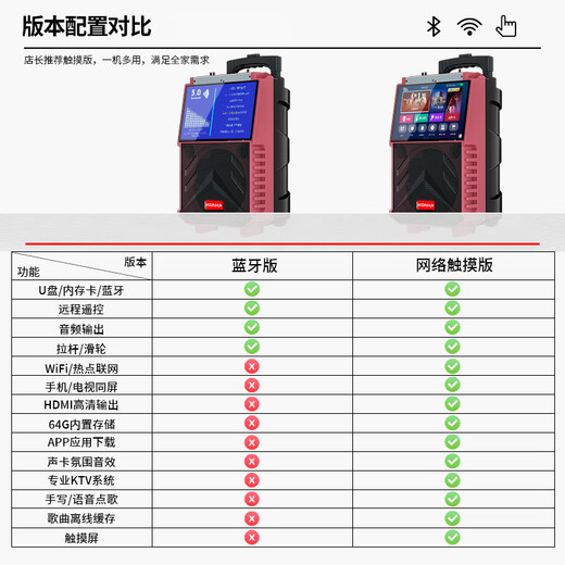 KONKA outdoor trolley speaker square dance audio with display microphone ktv elderly karaoke wireless network wifi high-power dance machine video machine Bluetooth upgraded version + single microphone