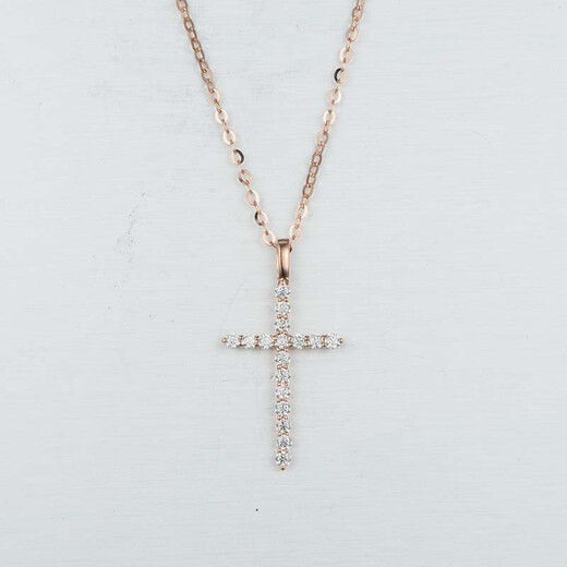 Grace Girl Cross Necklace for Women 18k Gold Colored Gold Clavicle Chain Rose Gold Unisex Couple Gift for Girlfriend Small Size - 18k Gold Cross Necklace + Light Luxury Gift Box