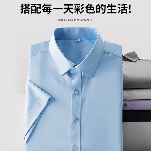 Jean-Vis Light Business Casual Cashy Stride Shorthved Short Summer's Summer Fino Modal Stretch Camiseta sin escaldado y Top anti-Wrinking para hombres 6212d Purple [Summer Short.Lared] 2XL