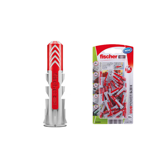 Fischer German original imported expansion screw Duopower universal hollow wall gypsum board foam brick special card installation 6X30+4.5x40 original nail 12 sets/card 534997