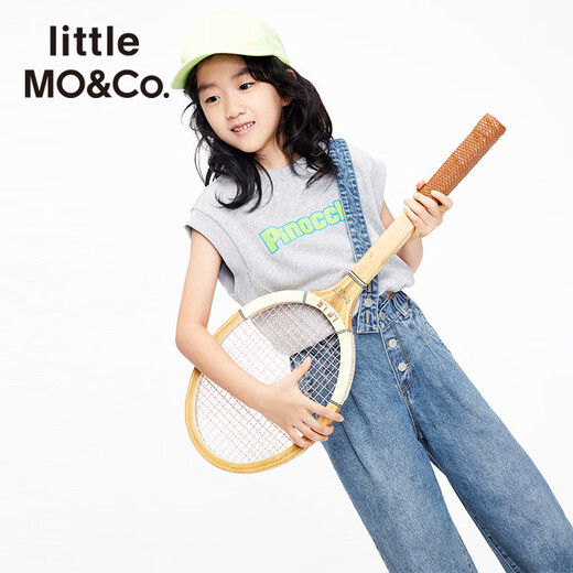 Little MO&Co. Children's clothing summer clothing children's pants boys overalls girls pure cotton long jeans trousers denim blue 110 110/53