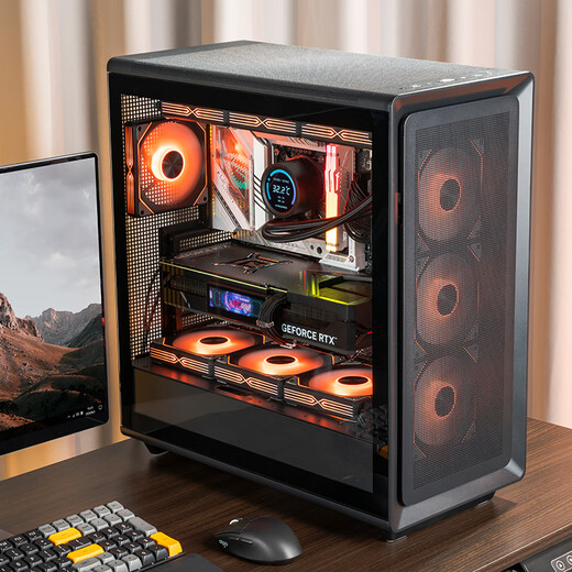 爱国者 扶摇千里 电脑机箱台式机ATX大箱360水冷电竞游戏台式主机箱 黑色 贰号玻璃侧板