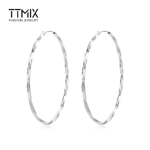 TTMIX platinum pt950 earrings large earrings platinum women's earrings Möbius plain hoop earrings 6.7-6.9g about 5.5cm