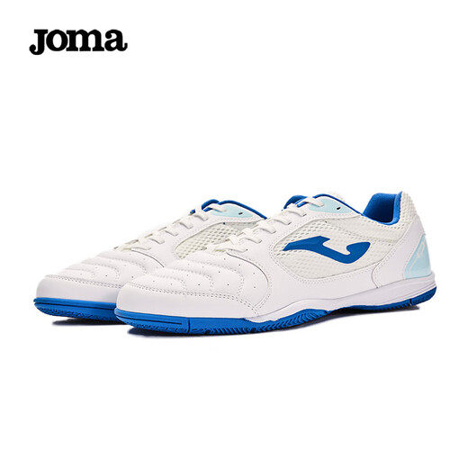 JOMA adult football shoes men's broken nail five-a-side indoor court IN flat-soled football training shoes white and blue 42