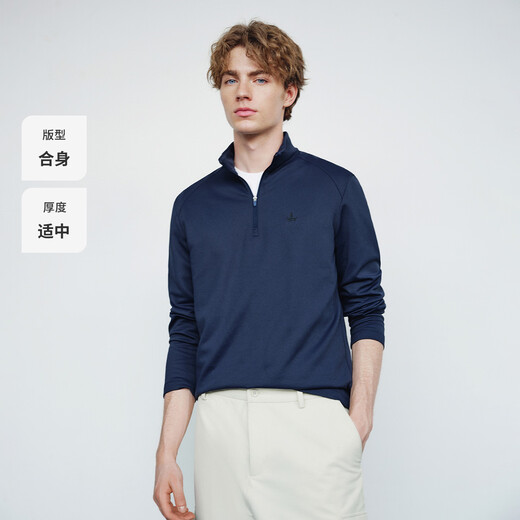 Navigare Zhang Xincheng's same style small sailing half open collar sweatshirt autumn new simple casual long-sleeved men's base shirt navy blue XL