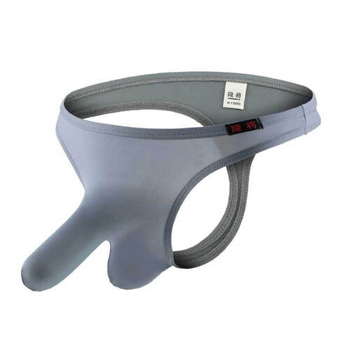 Pleasing underwear for men with empty back and exposed arms, sexy thong, comfortable ice silk gun bullets separated translucent men's S white