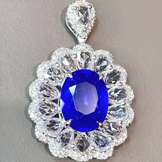 HEEKAIYI Sapphire Necklace for Women Royal Blue 18k Gold Diamond Pendant Chinese Valentine's Day Birthday Gift for Wife and Girlfriend Selected 1.92 Carat/Royal Blue