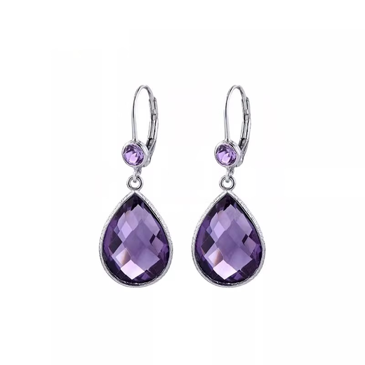 GEM STONE KING Amethyst Earrings 925 Silver Inlaid with Colored Gemstones Earrings for Women Elegant and Fashionable Birthday Gifts for Girlfriend and Wife Amethyst Earrings