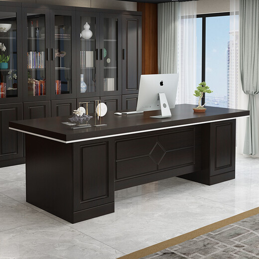 Zimulin Chinese boss desk desk combination with lockers simple modern office furniture executive desk 2.0 meters (classic red)