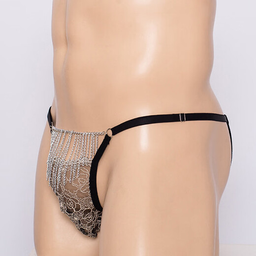Adult products for men, men's sexy European and American chain lace see-through hollow men's thong sexy underwear adult sex products red one size fits all
