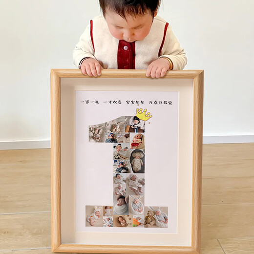 Baby's first birthday arrangement commemorating hand and foot prints, one-year-old gift photo frame, baby's hand and foot prints, mud ritual props B294-18 photos a3 I'm one year old