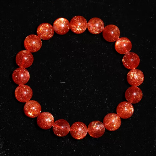 Sakura Natural Gold Sunstone Bracelet Orange Gold Sand Sunstone Gold Strawberry Crystal Arusha Crystal Bracelet Men and Women Gift Collection Grade Natural Gold Sun 7mm