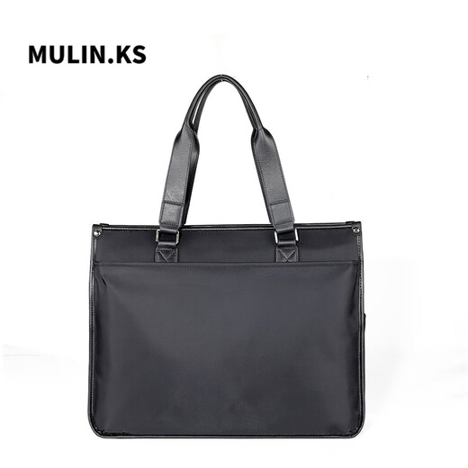 MuLin.Ks Men's Travel Light Bag Handbag Men's Large Capacity Canvas Briefcase Shoulder Tote Bag Men's Computer Bag Horizontal Black - Can Hold 15.6-inch Notebook Large Bag 15.6-inch