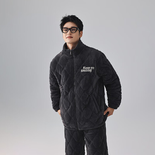 Kissing Cat Three-layer Thickened Island Velvet Couple's Quilted Pajamas Women's Winter Men's Suit Home Clothes Warm Outerwear 7023 Peach Pink Women's L