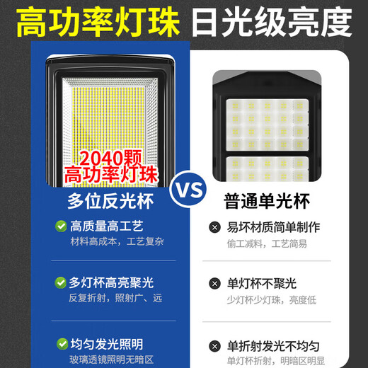 Yu Shuo solar garden light outdoor human body radar induction ultra-bright LED high-power waterproof lighting integrated light 1800W imported lamp beads + induction + remote control about 700 square meters