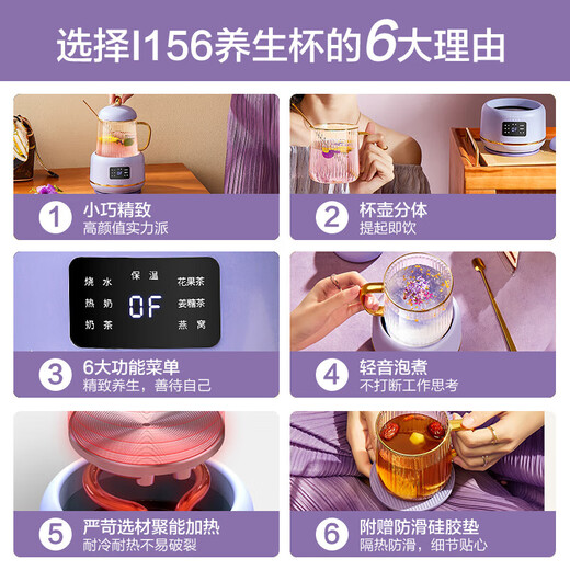 LIFE ELEMENT Mini Health Kettle, Automatic Insulation and Constant Temperature Heating, Gift for Wife and Girlfriend on Holidays and Birthdays, Multi-Functional Healthy Flower Tea, Stew, Electric Stew Health Cup I156