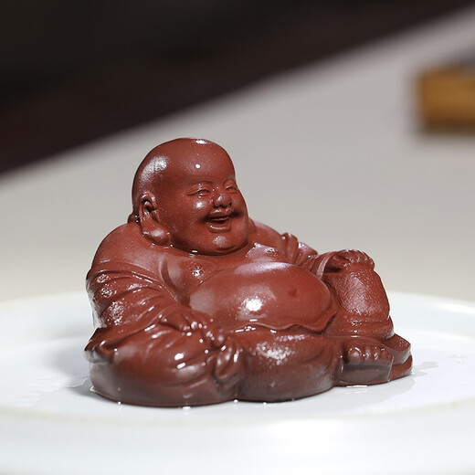 Wanhuyuan purple sand tea pet ornaments can raise Maitreya Buddha tea pet Kung Fu tea set accessories tea play tea table tea table tea ceremony Zen tea set ornaments Maitreya Buddha medium size