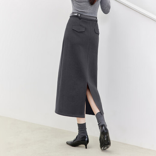 Shandubila winter temperament commuter skirt with slit hem straight skirt modern slimming mid-length skirt