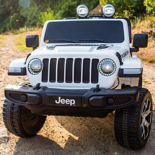 Xingchenhao Jeep children's electric car four-wheel drive baby four-wheel toy can sit on the child's remote control off-road Wrangler red four-wheel drive + remote control + leather seat + soft wheels