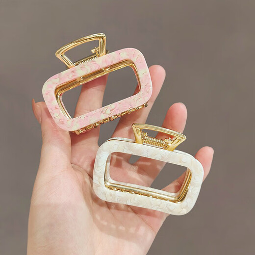 
Simple and versatile oxygen-colored medium-sized clip on the back of the head with high-end shark clip 2025 new high-end hair clip LY3878 clip-pink small square