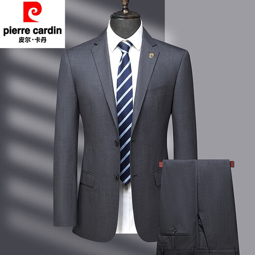 Pierre Cardin Thin Wool Suit Men's High-end Middle-aged Men's Business Formal Wedding Suit Black MY7001 Style L 175 Size Recommended 130 Jin Jin equals 0.5 kg -140 Jin Jin equals 0.5 kg