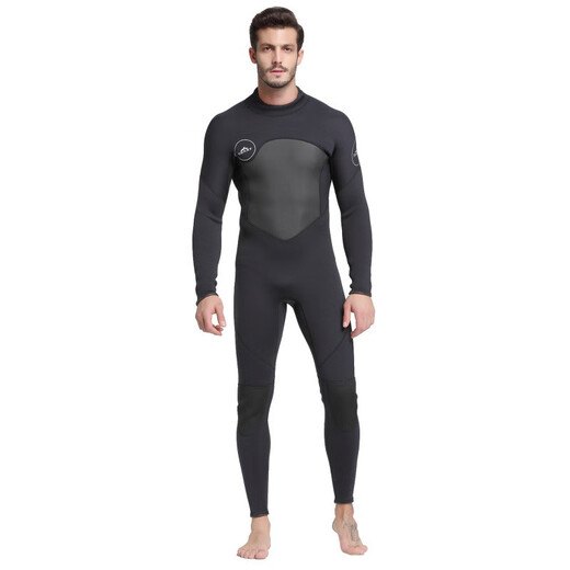 SBART 3MM velvet wetsuit for men, thermal clothing, cold-proof clothing, windproof snorkeling suit, swimsuit, terry cloth, adult wet suit, 3mm black M